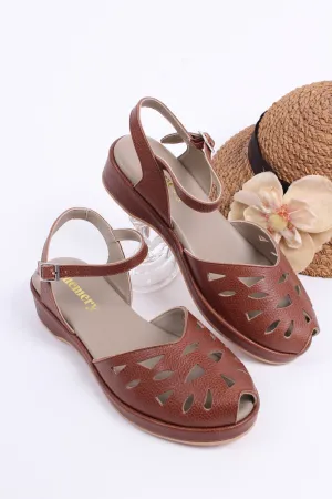1940s / 50s style summer sandals /  wedges - Brown - Sidse