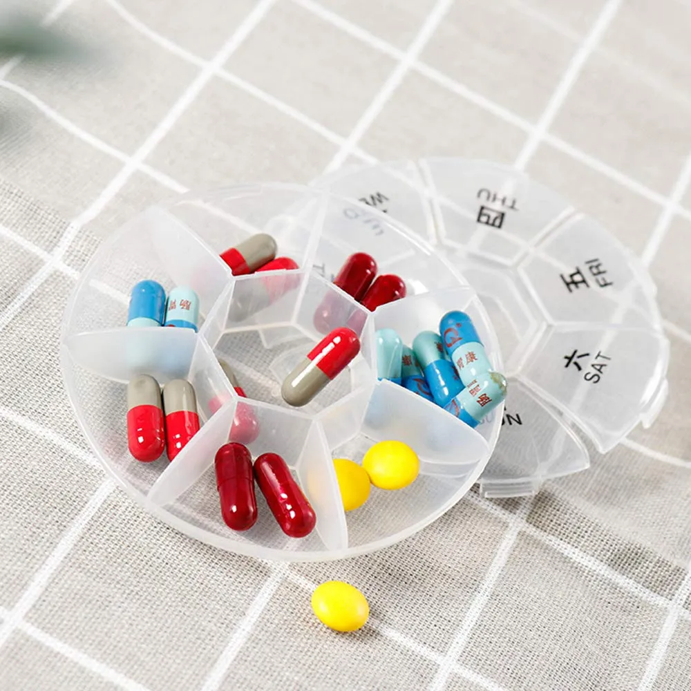 2 Pcs Pill Boxes 7 Day 1 Times a Day Pill Dispenser Storage Box Weekly Daily Medicine Organizer Vitamin Holder Pill Container for Travel Outdoors Use