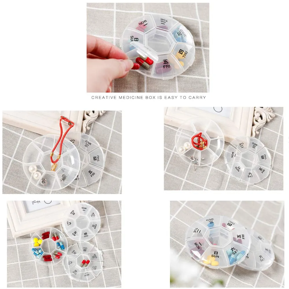 2 Pcs Pill Boxes 7 Day 1 Times a Day Pill Dispenser Storage Box Weekly Daily Medicine Organizer Vitamin Holder Pill Container for Travel Outdoors Use