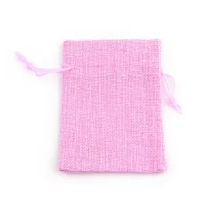 250 pc Polyester Imitation Burlap Packing Pouches Drawstring Bags, for Christmas, Wedding Party and DIY Craft Packing, Pearl Pink, 12x9cm