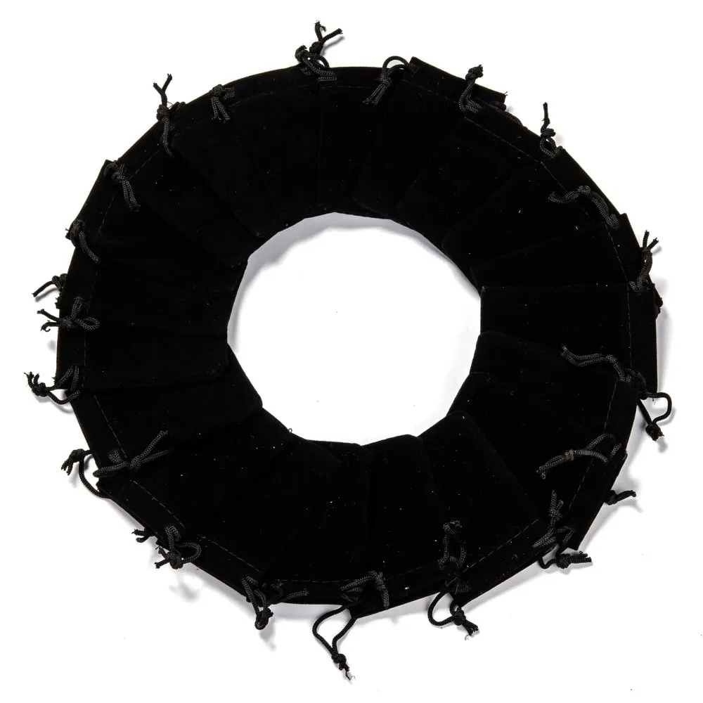 50 pc Rectangle Velvet Pouches, Gift Bags, Black, 7x5cm