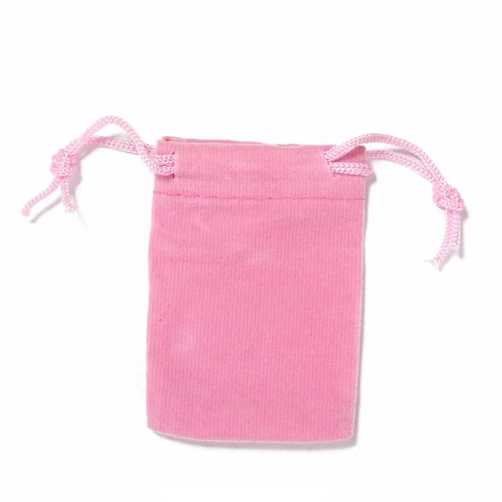 50 pc Rectangle Velvet Pouches, Gift Bags, Pink, 7x5cm