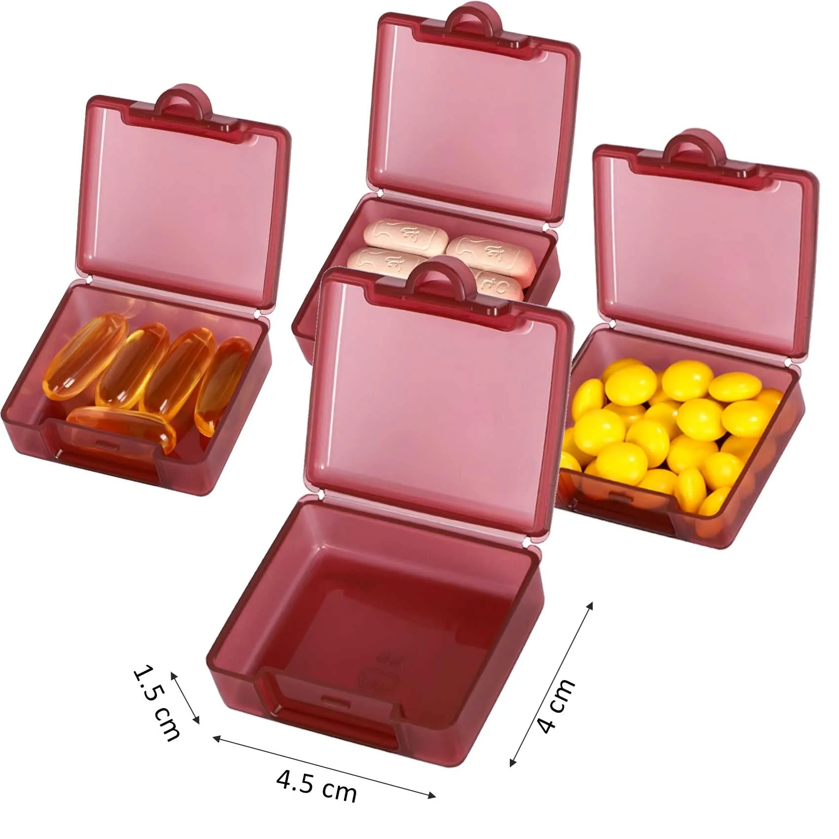 6Packs Small Pill Box Organizer Case, Mini Pill Organizer Pocket Pill Box Daily Pill Case Pill Box for Travel, Portable Pill Container (Blue&Red) 6PCS Daily Pill Boxs