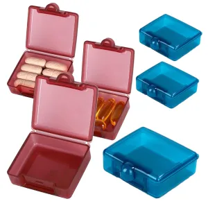 6Packs Small Pill Box Organizer Case, Mini Pill Organizer Pocket Pill Box Daily Pill Case Pill Box for Travel, Portable Pill Container (Blue&Red) 6PCS Daily Pill Boxs