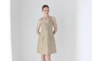 90s Carolina Herrera Golden Silk Bridal Couture Mini