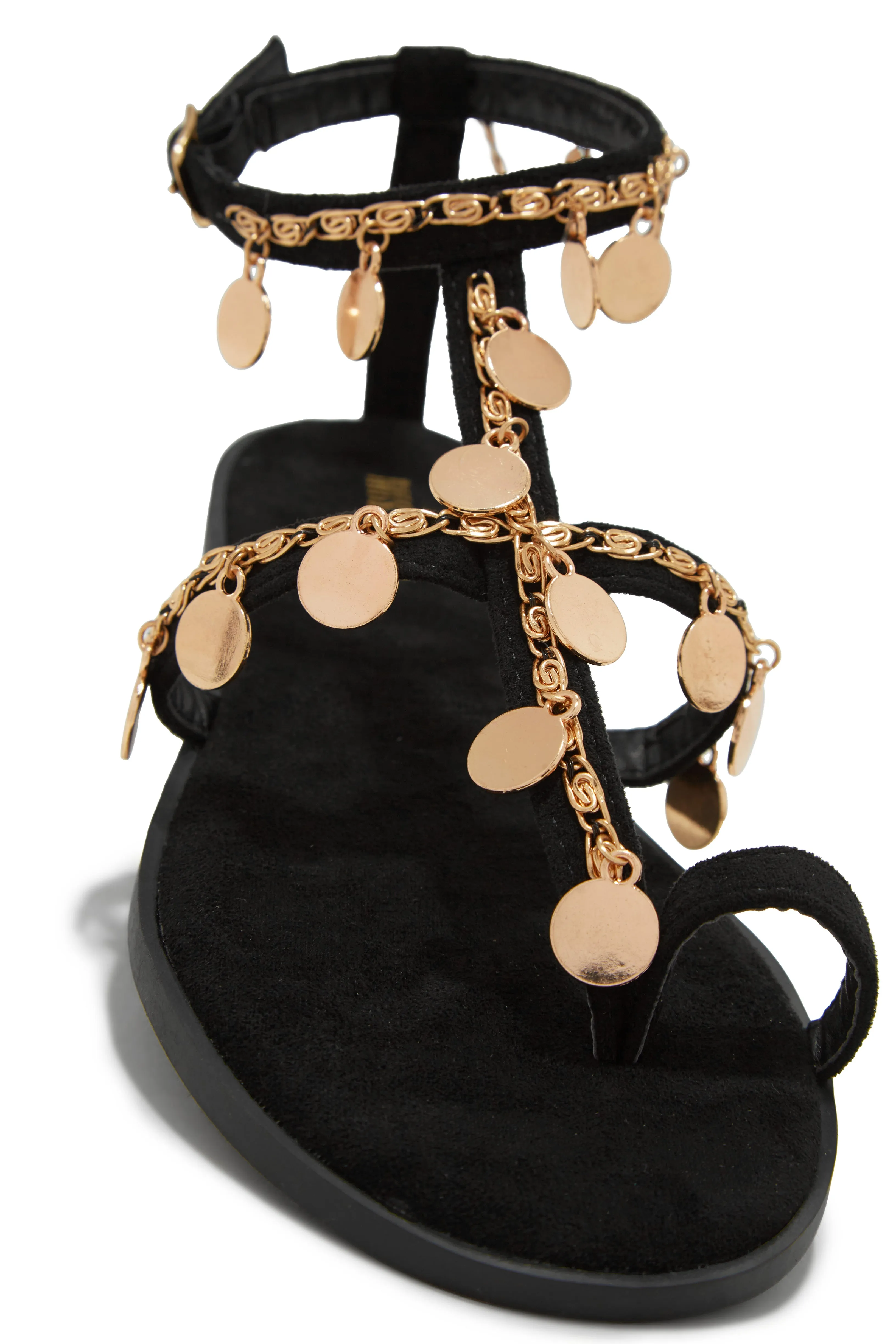 Absolute Paradise Chain Embellished Sandals - Black