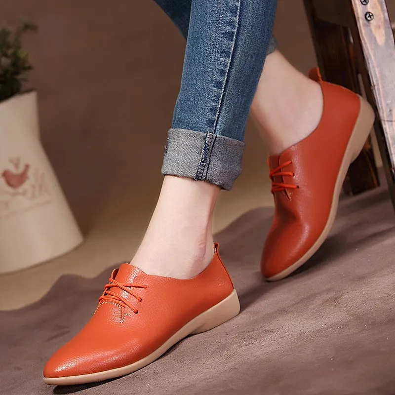 Amozae-  Back to College Women flats single sneakers women shoes flats leather mom solid color casual loafers shoes woman flat tenis feminino