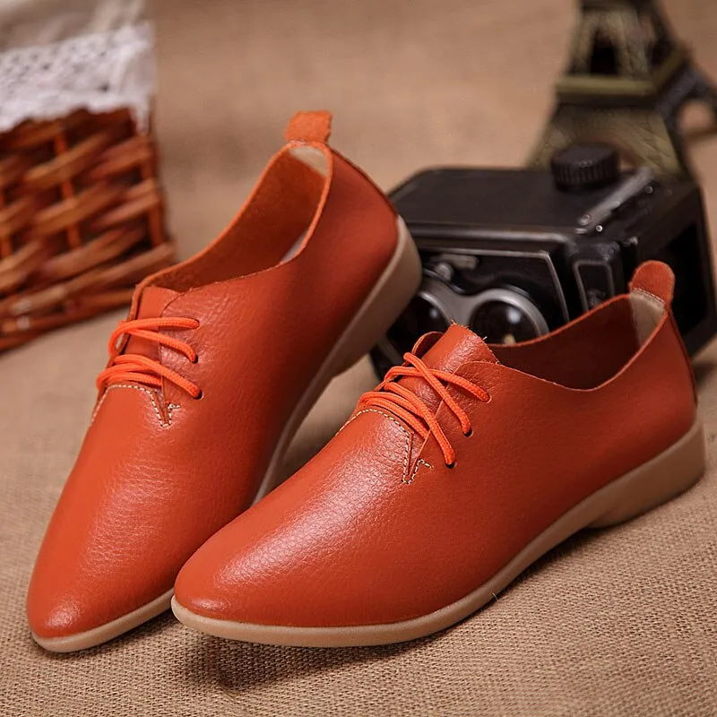 Amozae-  Back to College Women flats single sneakers women shoes flats leather mom solid color casual loafers shoes woman flat tenis feminino