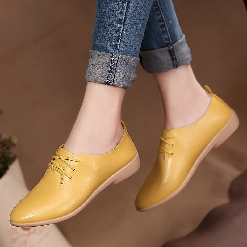 Amozae-  Back to College Women flats single sneakers women shoes flats leather mom solid color casual loafers shoes woman flat tenis feminino