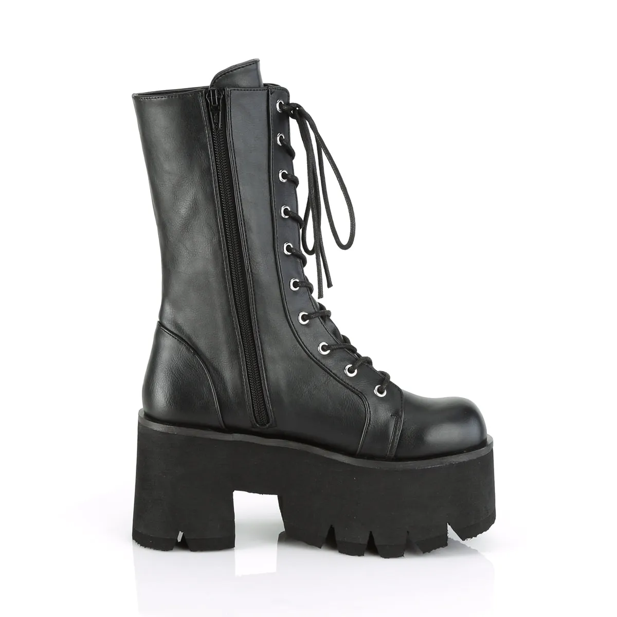ASHES-105 DemoniaCult Black Vegan Leather Sexy Women's Mid-Calf & Knee High Boots (Alternative Footwear)