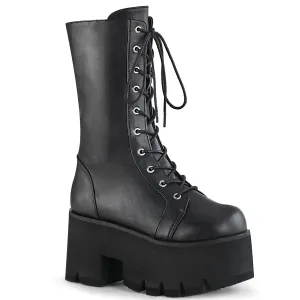 ASHES-105 DemoniaCult Black Vegan Leather Sexy Women's Mid-Calf & Knee High Boots (Alternative Footwear)