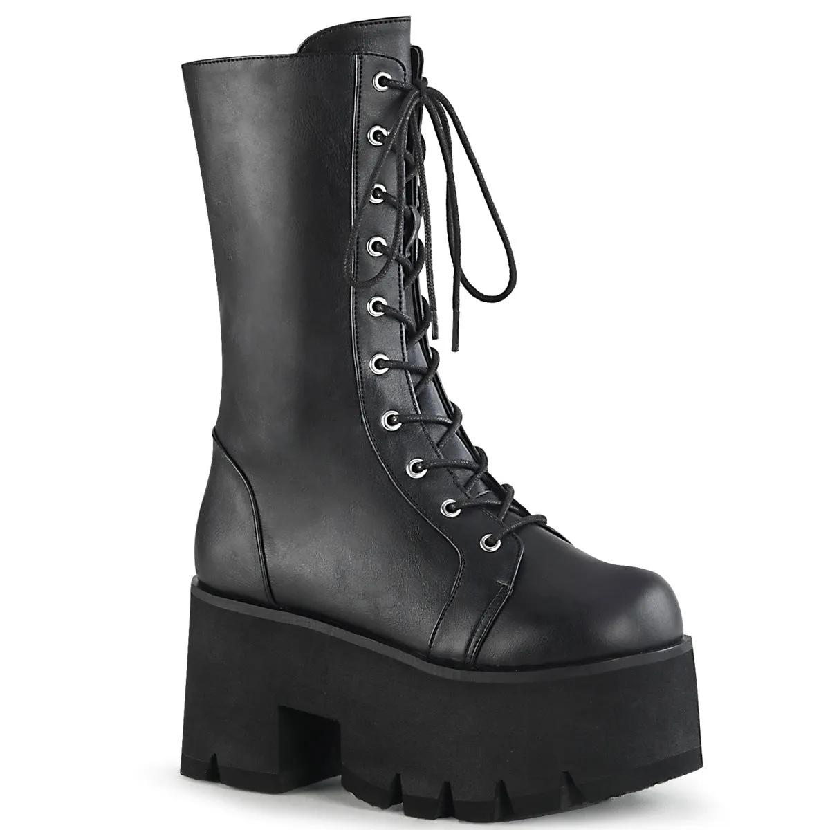 ASHES-105 DemoniaCult Black Vegan Leather Sexy Women's Mid-Calf & Knee High Boots (Alternative Footwear)
