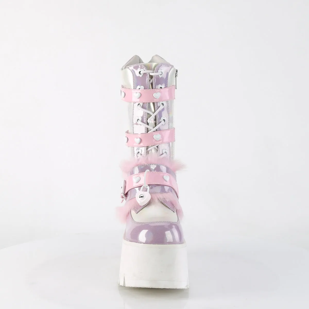 ASHES-120 DemoniaCult B.Pink-Lavender Holographic Pat Sexy Women's Mid-Calf & Knee High Boots (Alternative Footwear)