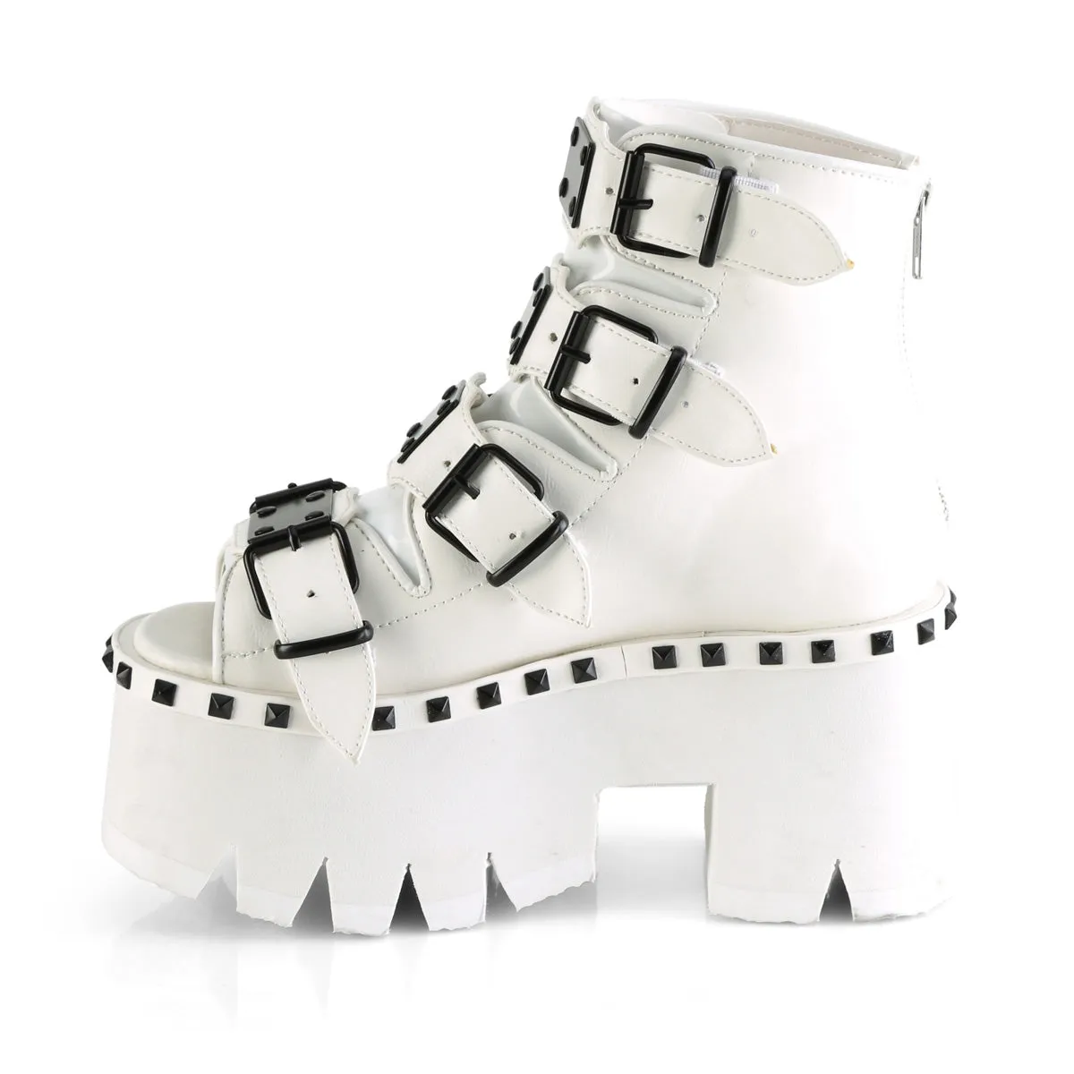 ASHES-70 DemoniaCult White Vegan Leather Sexy Women's Ankle Boots (Alternative Footwear)