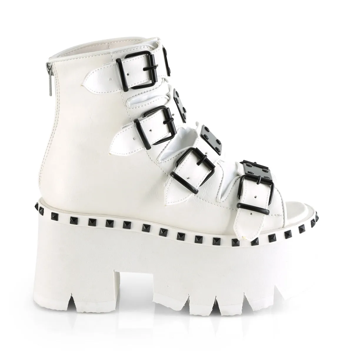 ASHES-70 DemoniaCult White Vegan Leather Sexy Women's Ankle Boots (Alternative Footwear)