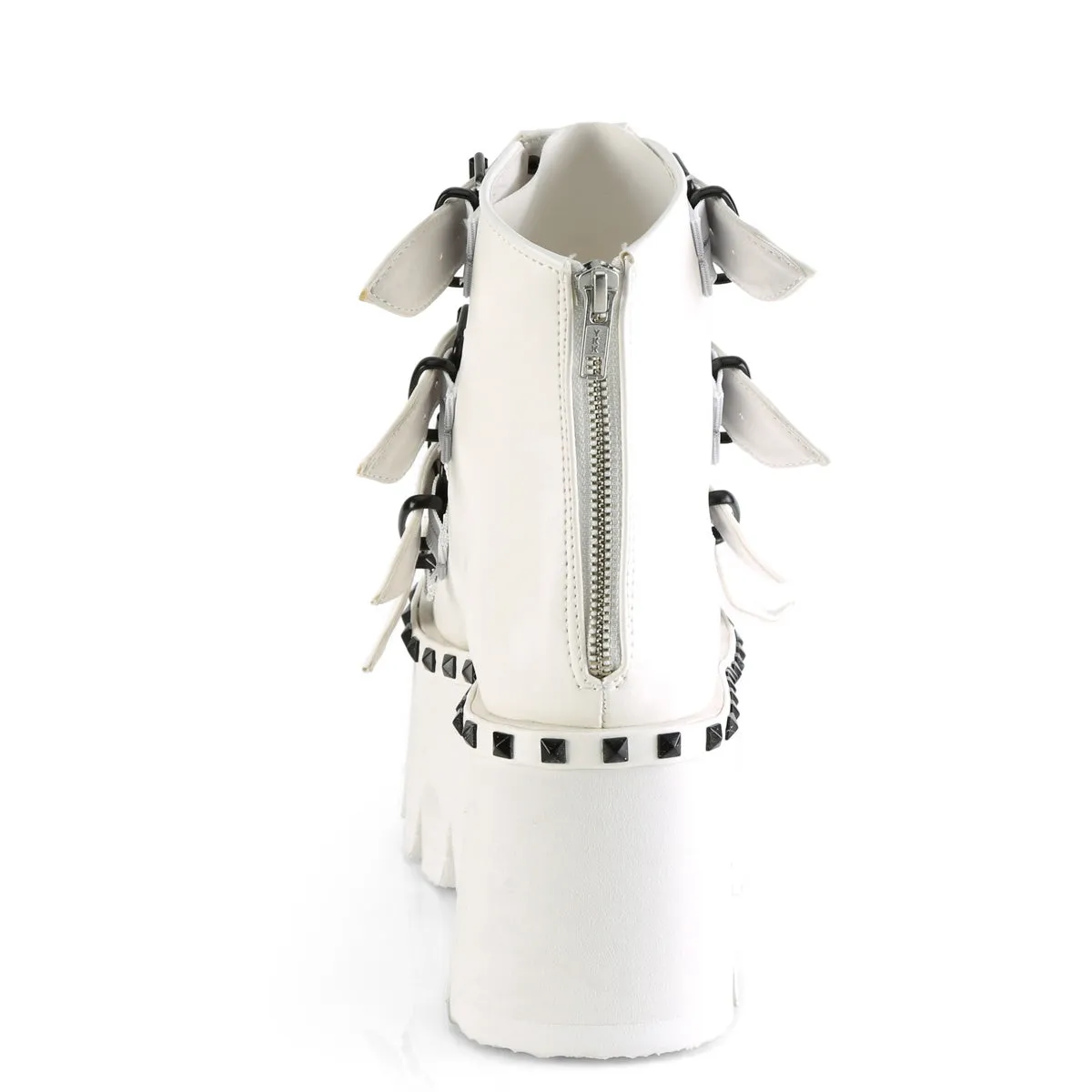 ASHES-70 DemoniaCult White Vegan Leather Sexy Women's Ankle Boots (Alternative Footwear)