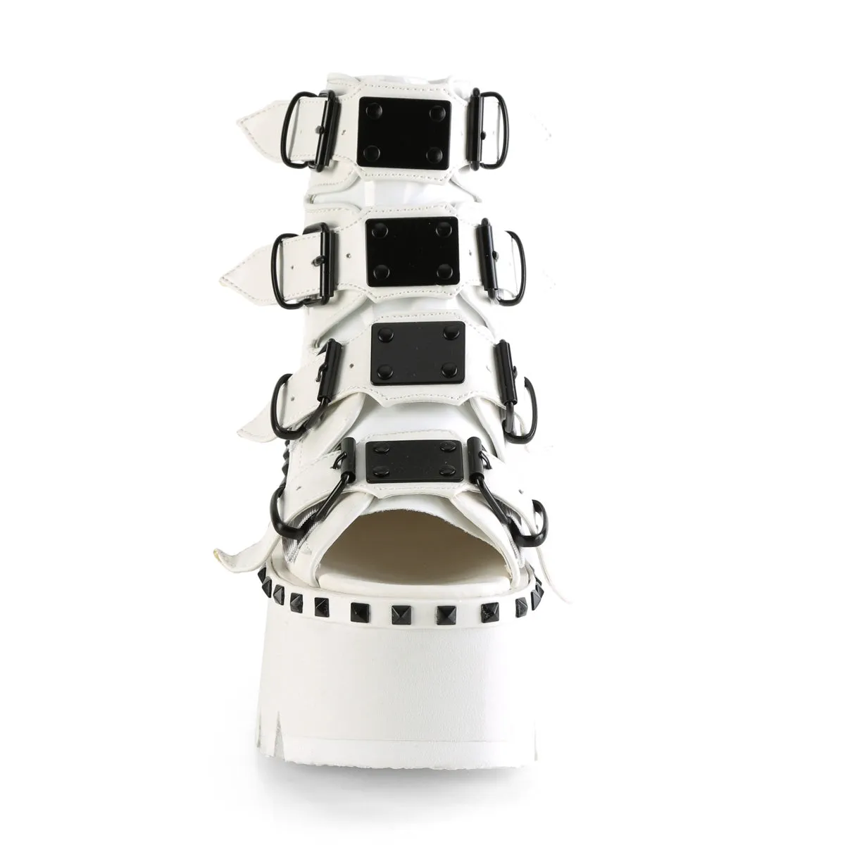 ASHES-70 DemoniaCult White Vegan Leather Sexy Women's Ankle Boots (Alternative Footwear)