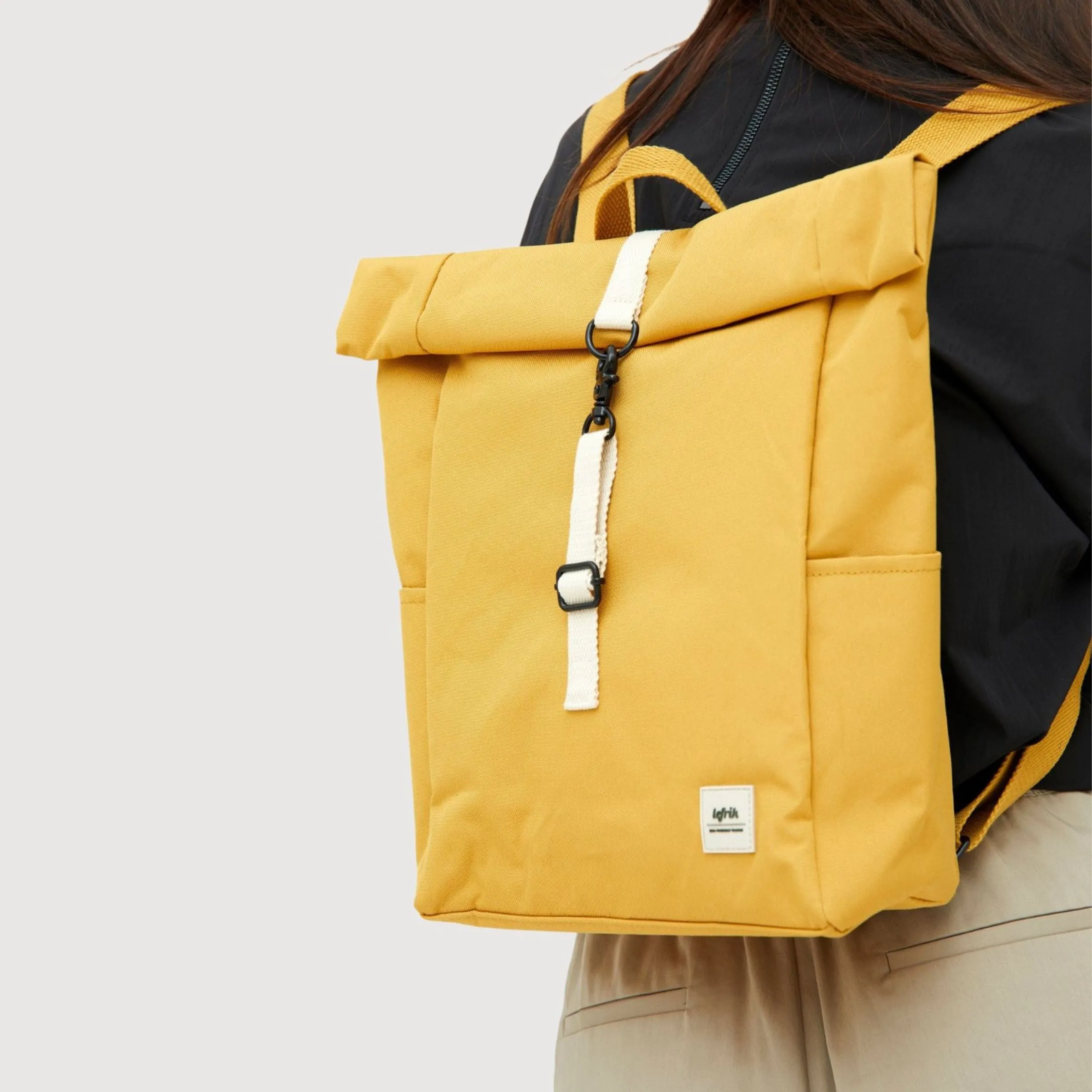 Backpack Roll Mini Mustard In Recycled Polyester | Lefrik