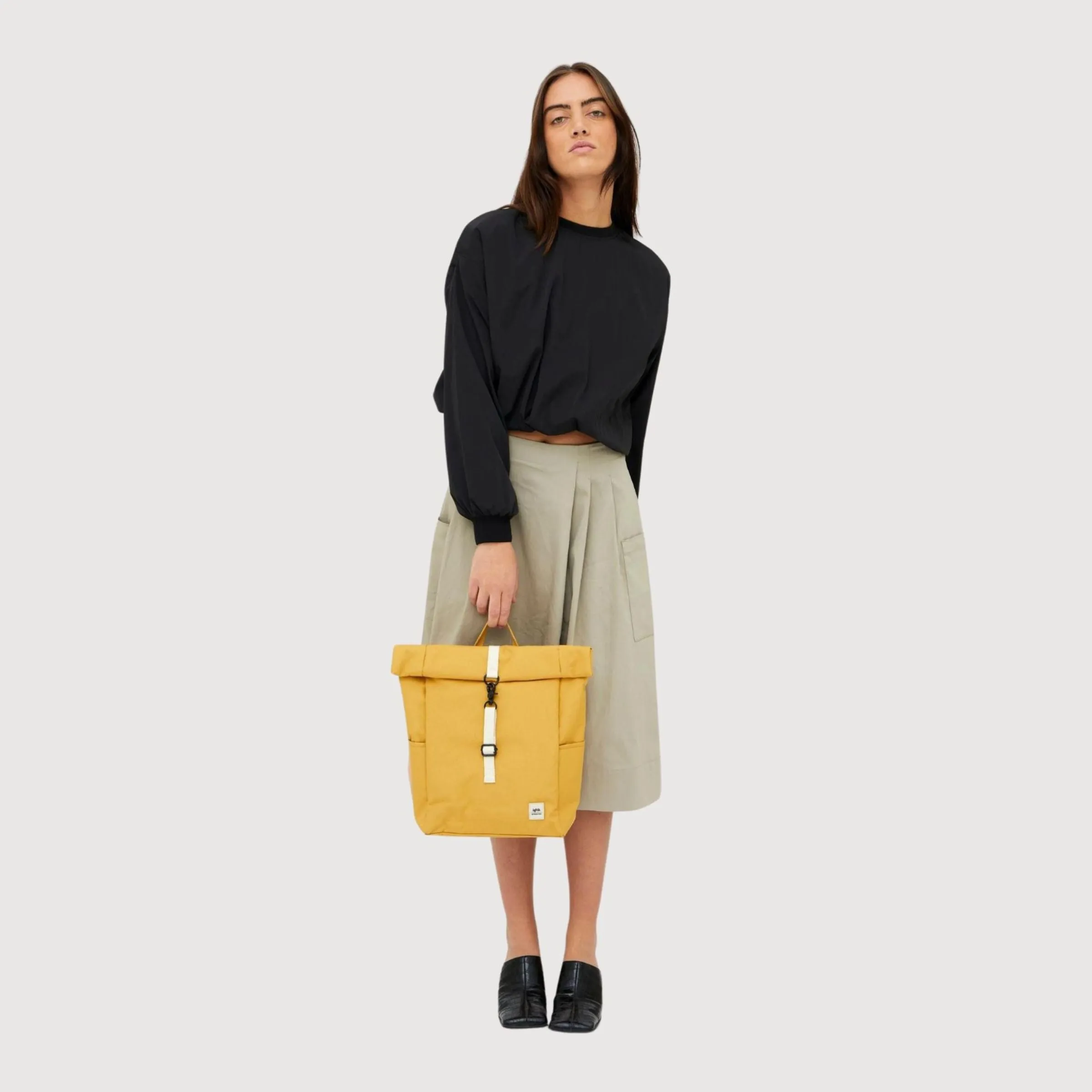 Backpack Roll Mini Mustard In Recycled Polyester | Lefrik