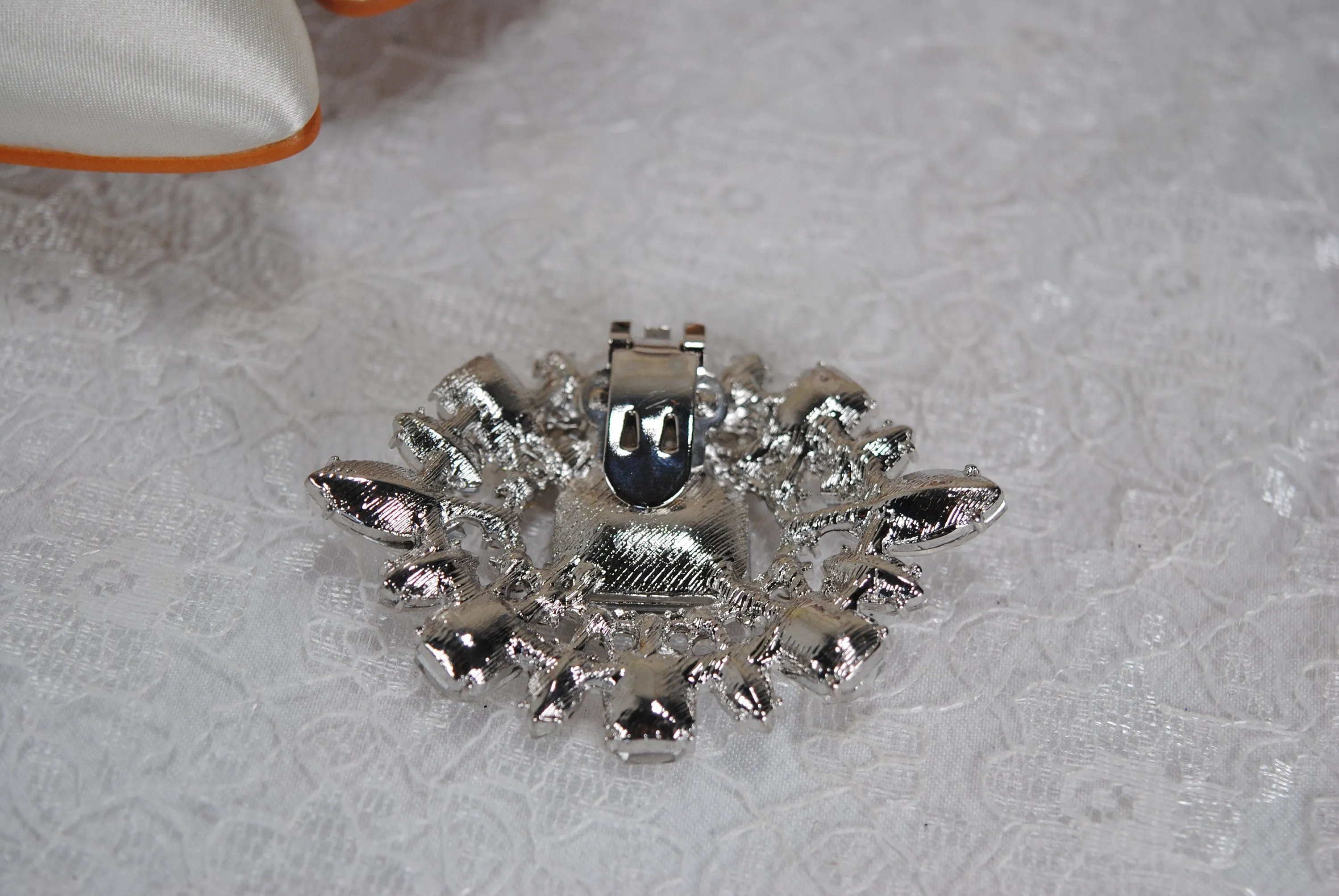 Beautiful Crystal Shoe Clips and Navy Matching Bag