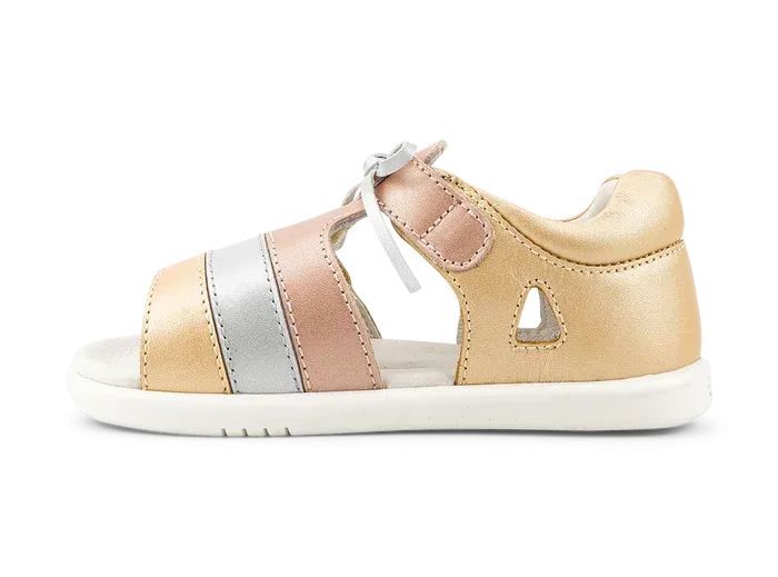 Bobux I Walk Mirror Sandal (Pale Gold   Rose Gold Stripe)