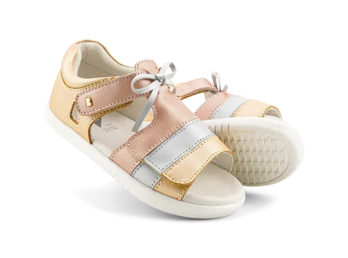 Bobux I Walk Mirror Sandal (Pale Gold   Rose Gold Stripe)