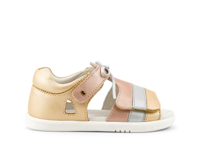 Bobux I Walk Mirror Sandal (Pale Gold   Rose Gold Stripe)