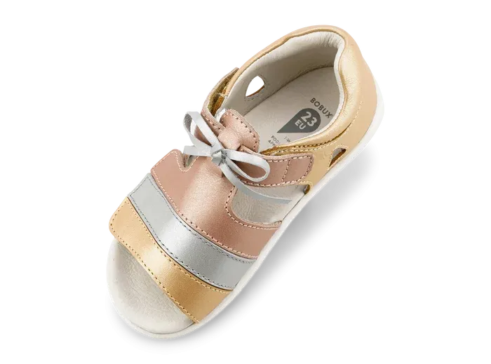 Bobux I Walk Mirror Sandal (Pale Gold   Rose Gold Stripe)