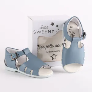 Boys Blue Denim Leather Walker Sandals