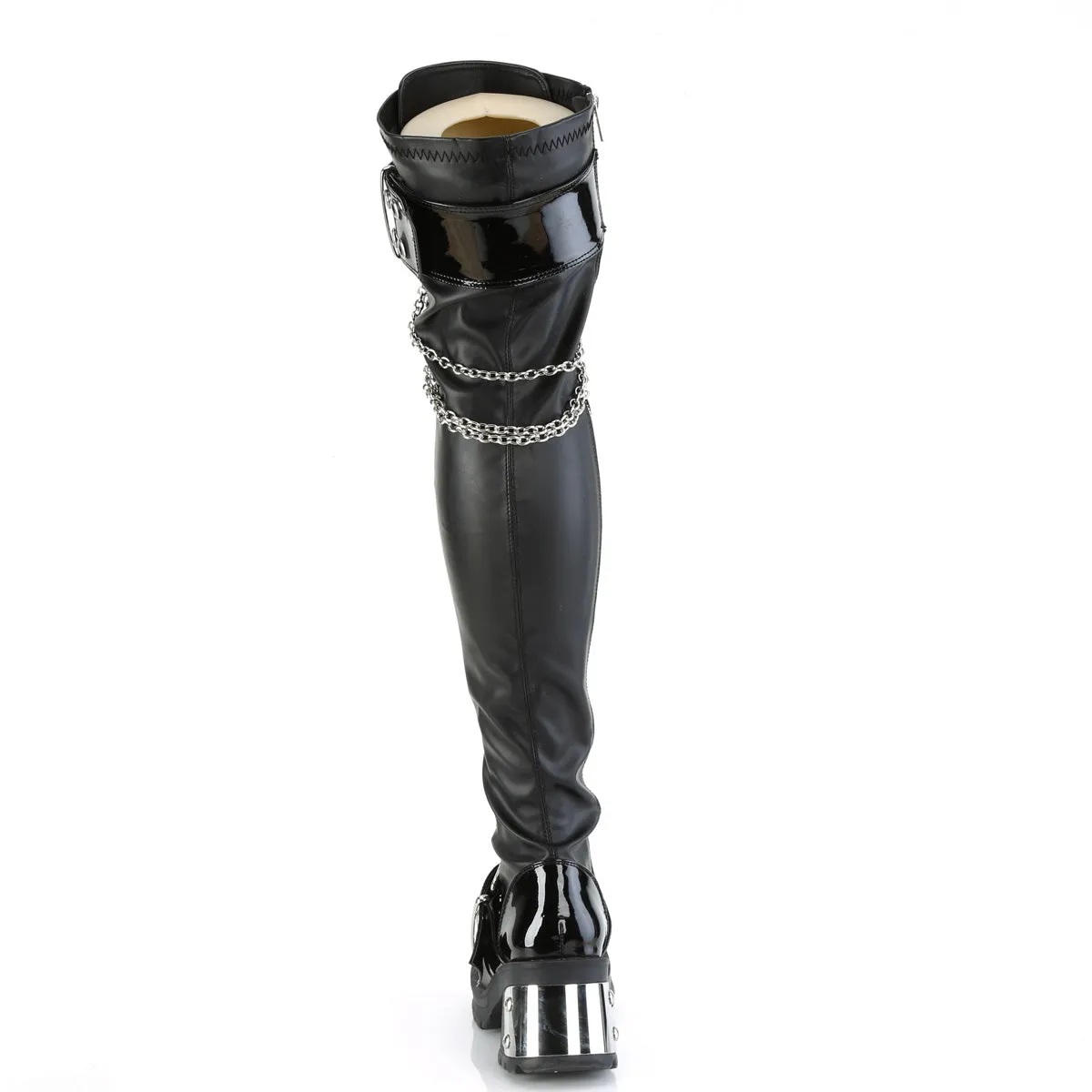 BRATTY-304 DemoniaCult Black Stretch Vegan Leather Sexy Women's Over-the-Knee Boots (Alternative Footwear)