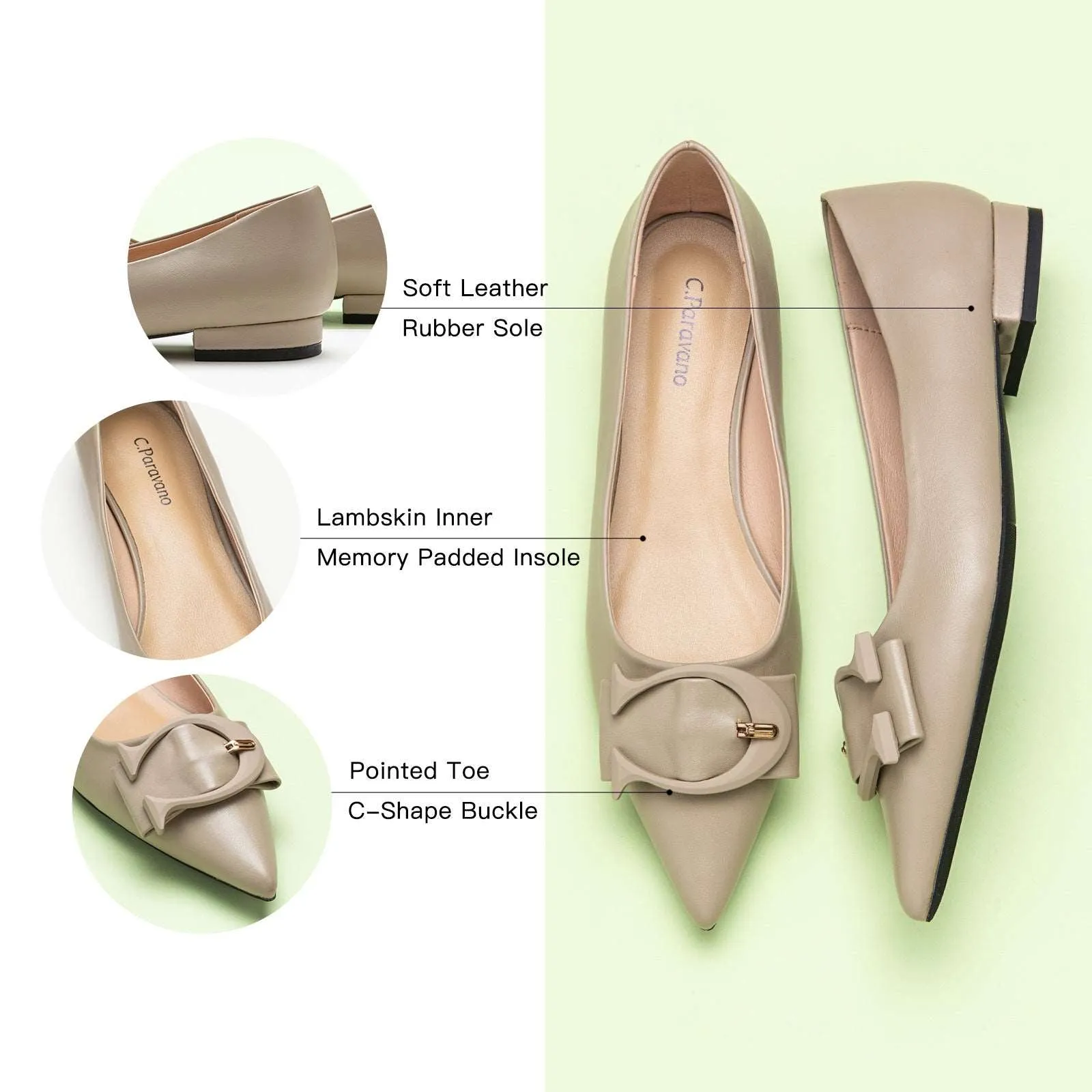 C Buckle Flats (Aida) Camel