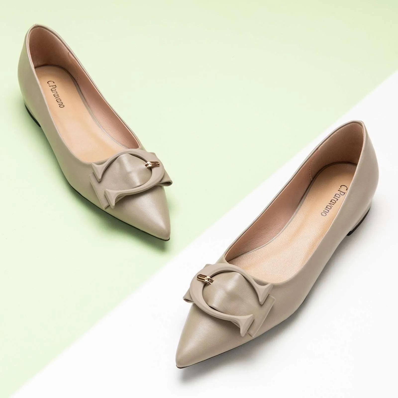 C Buckle Flats (Aida) Camel
