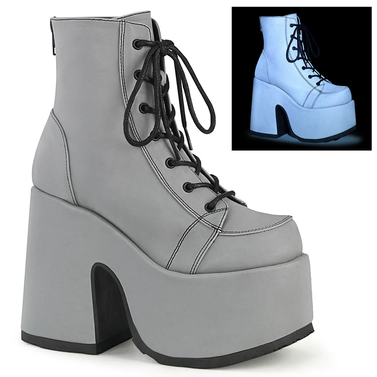 CAMEL-203 DemoniaCult Grey Sexy Women's Ankle Boots (Alternative Footwear)