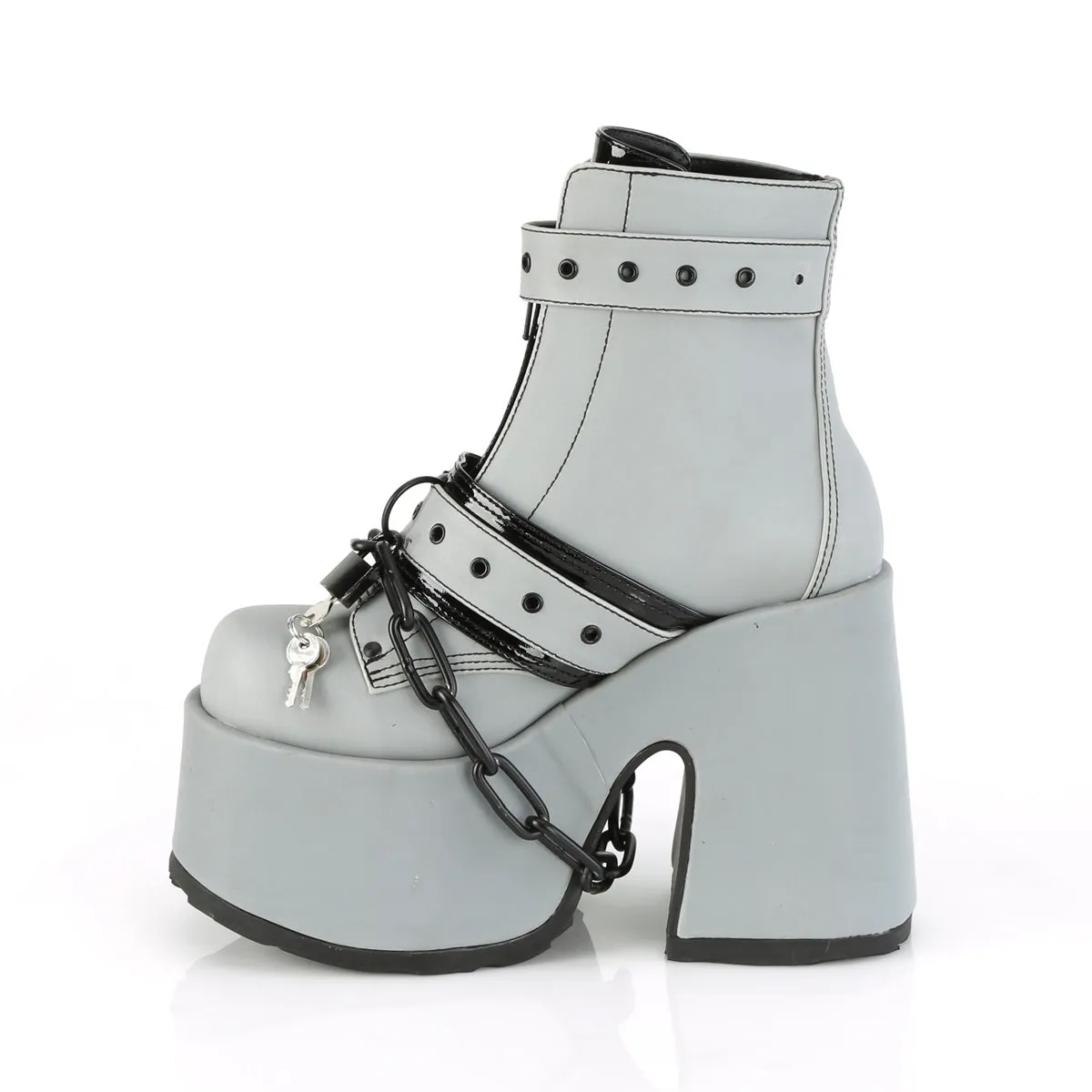 CAMEL-205 DemoniaCult Grey Sexy Women's Ankle Boots (Alternative Footwear)