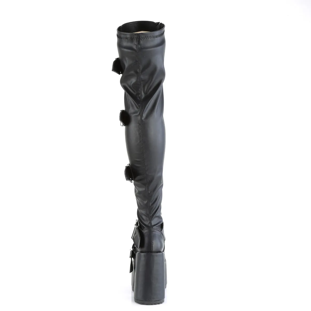 CAMEL-305 DemoniaCult Black Stretch Vegan Leather Sexy Women's Over-the-Knee Boots (Alternative Footwear)
