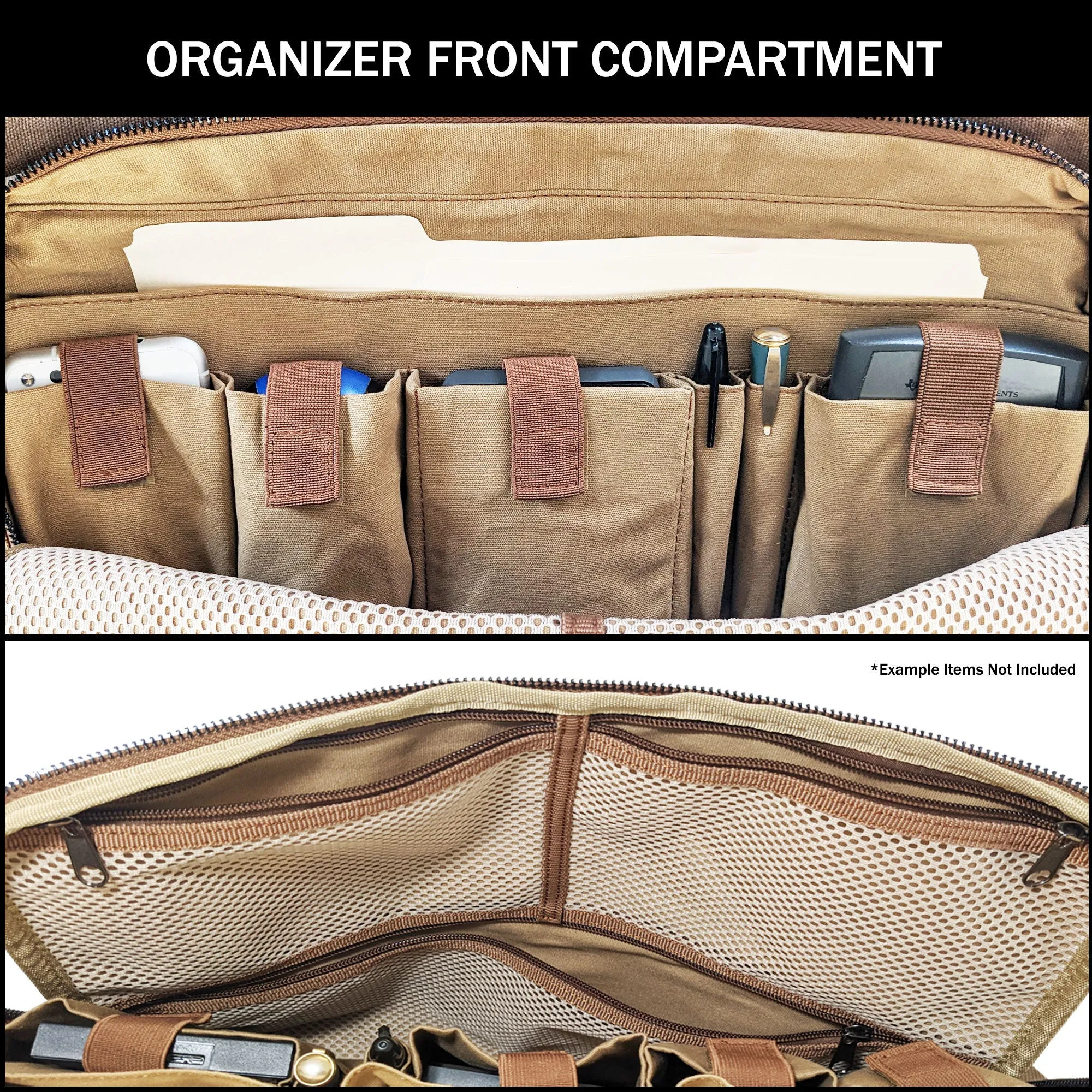 Canvas Messenger Bag for Men;  Laptop Case;  Satchel | Office Professionals;  Students;  Travel | Waxed Canvas;  Genuine Leather;  Smoked Metal Hardware | Portable Office;  Trolley Sleeve;  Organizer