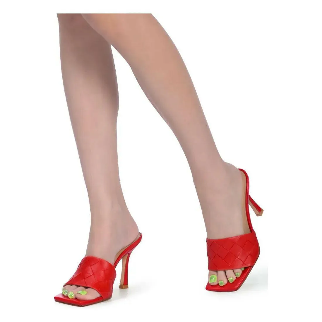 Carmen Woven Strap Mid Heel Sandals