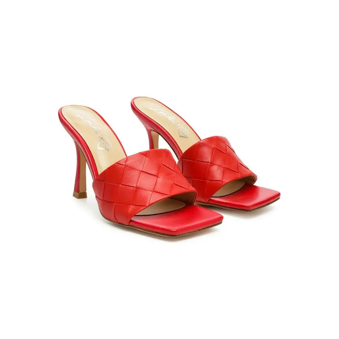 Carmen Woven Strap Mid Heel Sandals