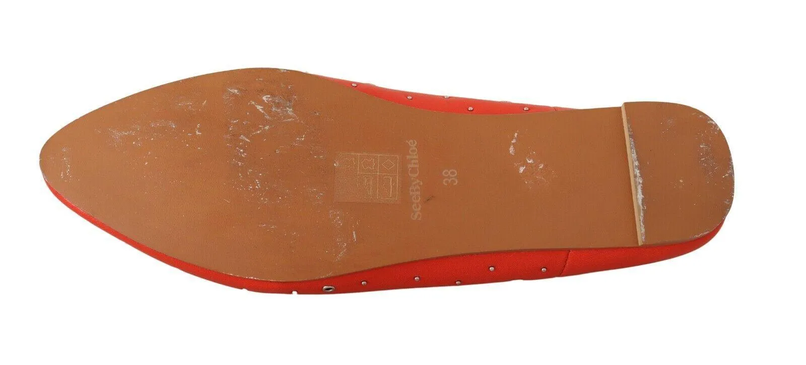 Chloé Orange Leather Eyelet Slides Flats Loafers Shoes