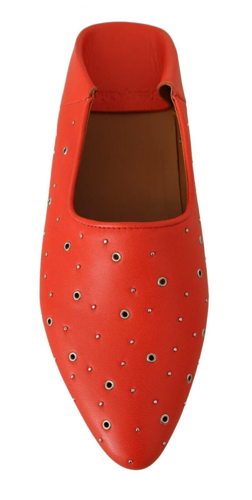 Chloé Orange Leather Eyelet Slides Flats Loafers Shoes