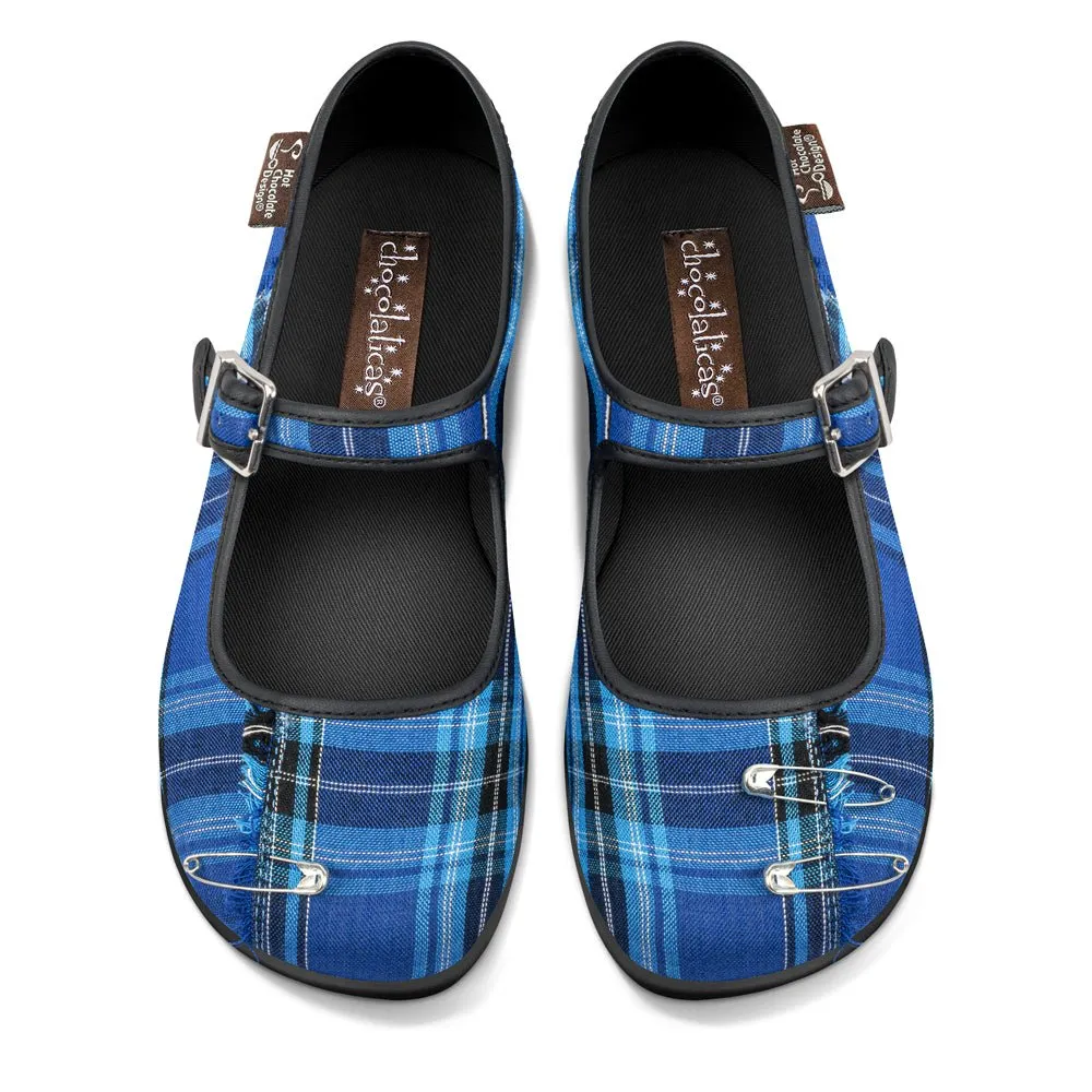 Chocolaticas® BLUE TARTAN Women's Mary Jane Flat
