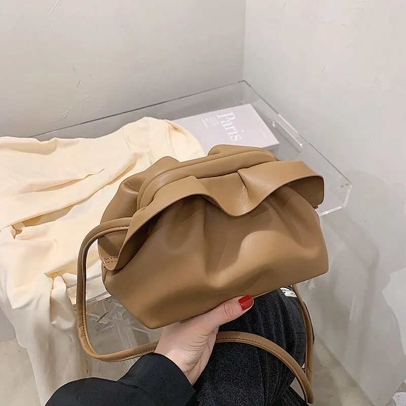 Christmas Gift Pleated Crossbody bag 2021 Summer New High quality Soft PU Leather Women's Designer Handbag Luxury brand Shoulder Messenger Bag