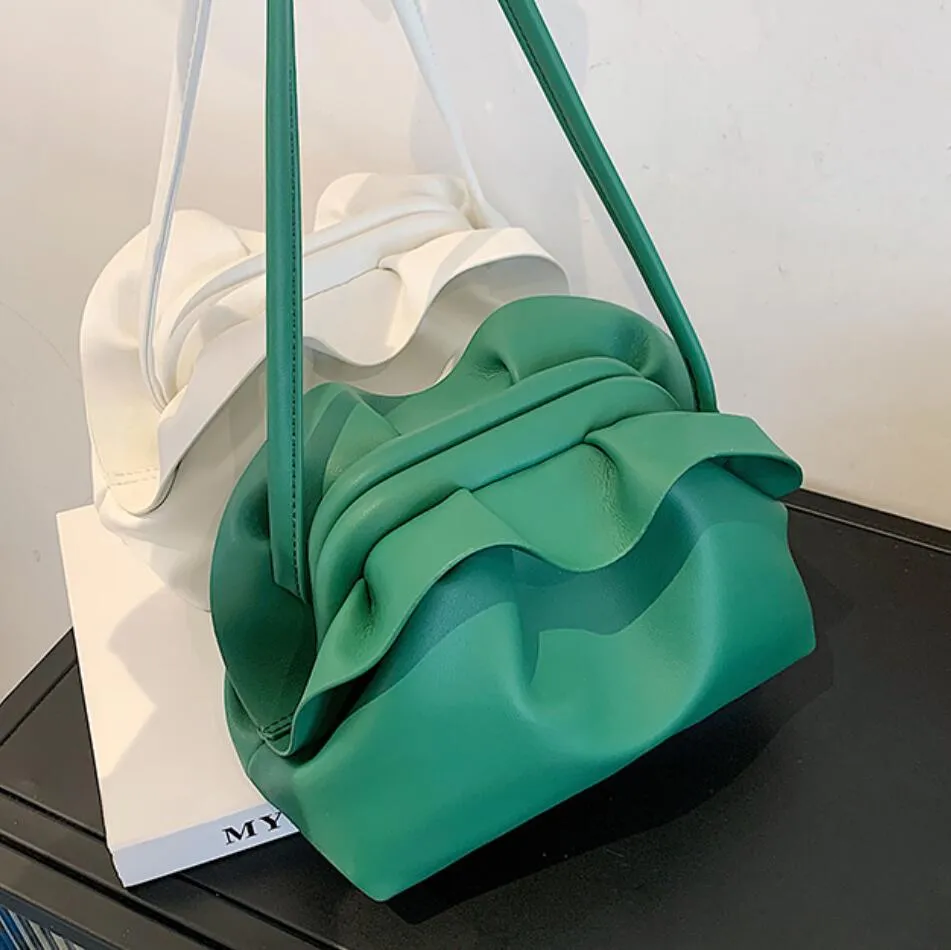 Christmas Gift Pleated Crossbody bag 2021 Summer New High quality Soft PU Leather Women's Designer Handbag Luxury brand Shoulder Messenger Bag