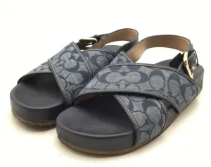 Coach Women's Adora CJ263 Blue Adjustable Strap Slingback Sandals - Size 8B