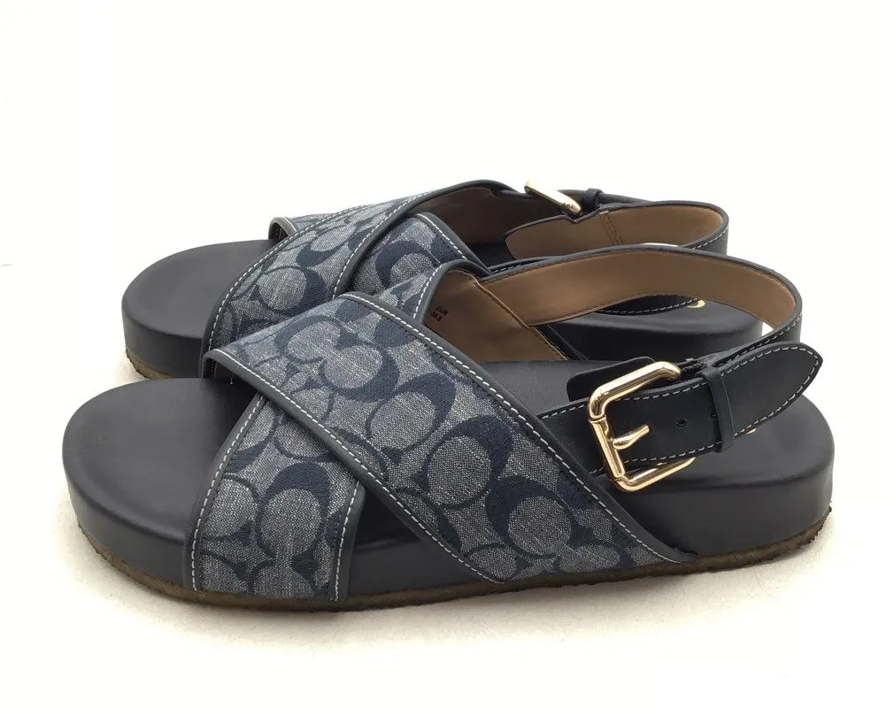 Coach Women's Adora CJ263 Blue Adjustable Strap Slingback Sandals - Size 8B