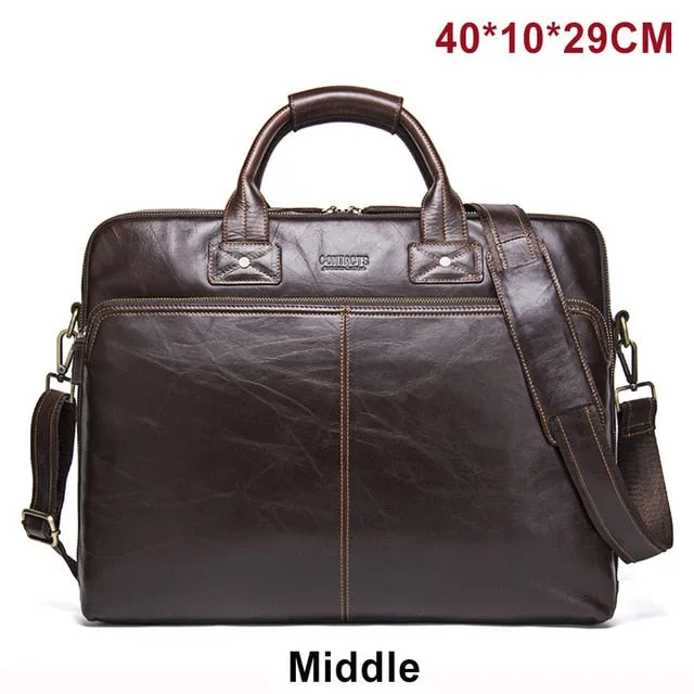 Contact'S 2018 Genuine Leather Men'S Travel Bag Casual Shoulder Totes Men Briefcases Laptop Bag