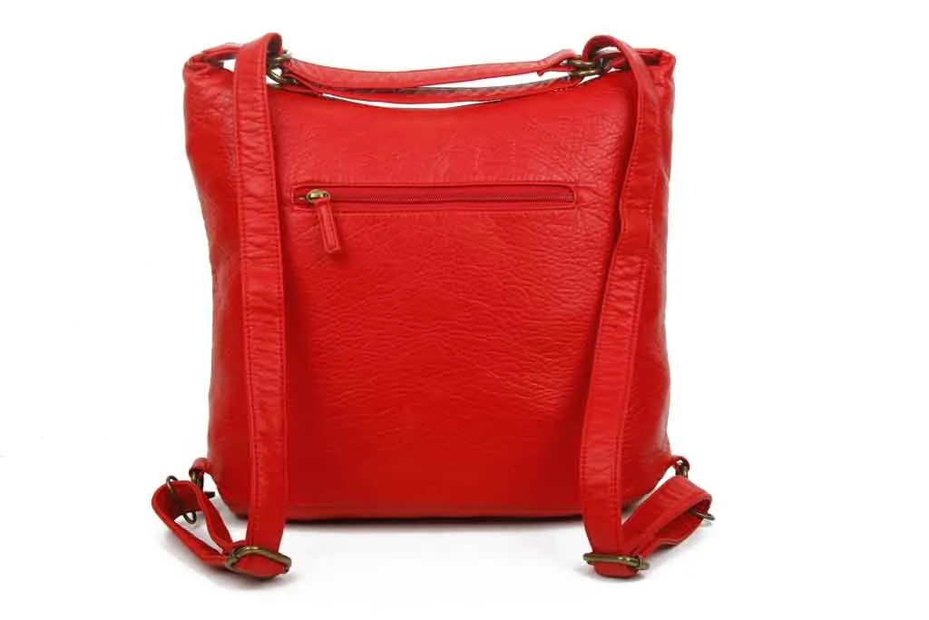 Convertible Crossbody Backpack - Red