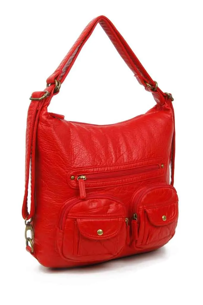 Convertible Crossbody Backpack - Red