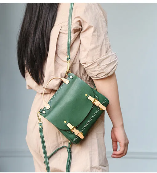 Convertible Womens Leather Backpack Crossbody Bag For Women
