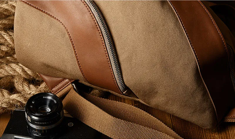 Cool Womens Small Canvas and Leather Backpack Purse Rucksack Bags with Zipper for Women